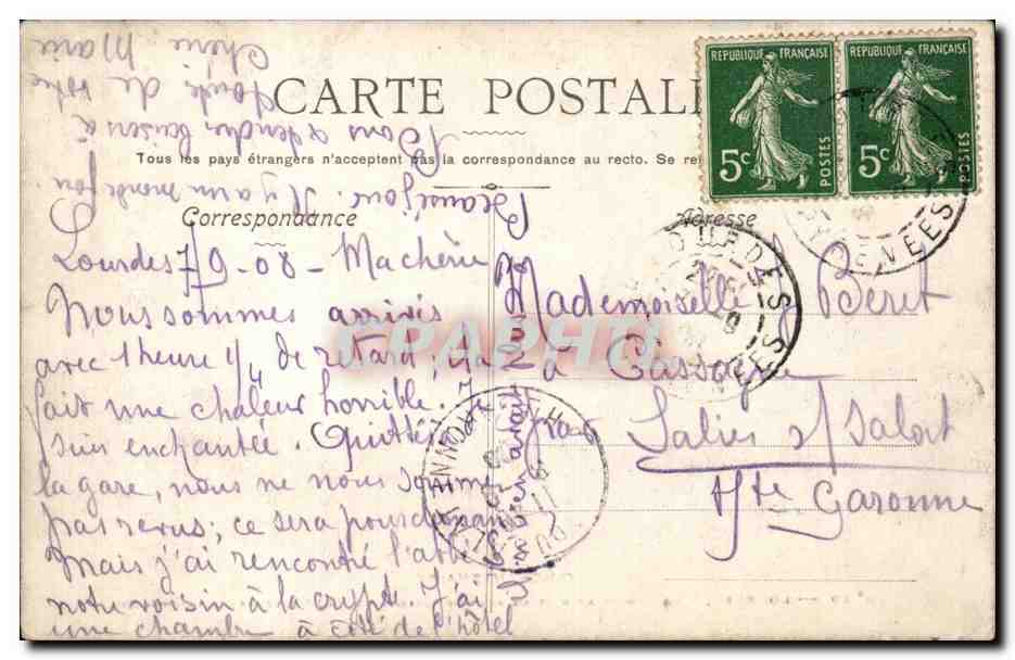 Lourdes - La Grotte - CPA  — Verso