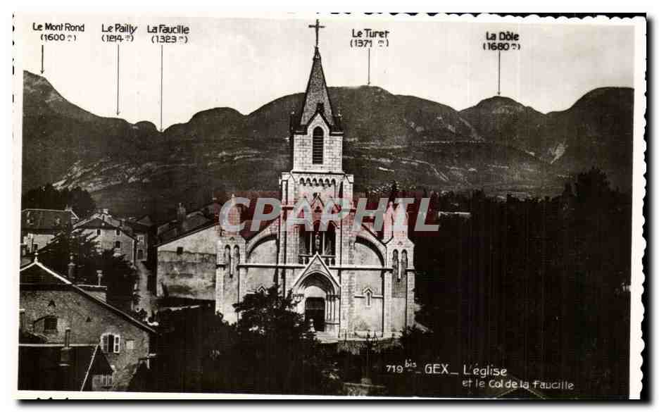 CPSM Gex l'eglise et le col de la Faucille