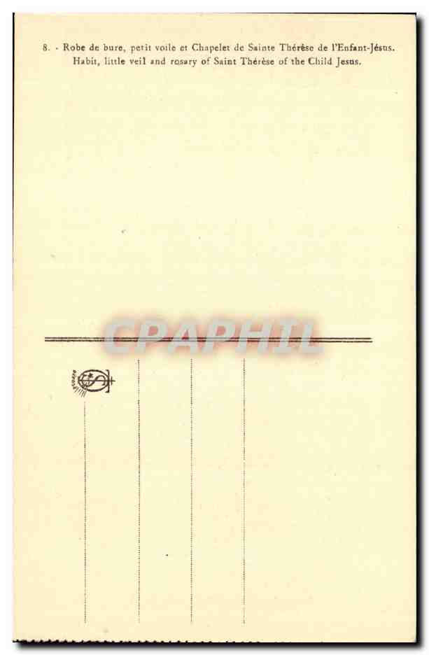 CPA Robe de bure petit chapelet de Sainte Therese de l'enfant Jesus Lisieux — Verso
