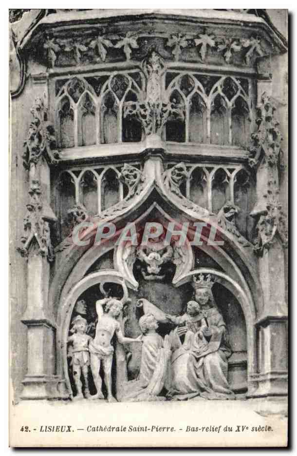 CPA Lisieux Cathedrale Saint Pierre Bas relief
