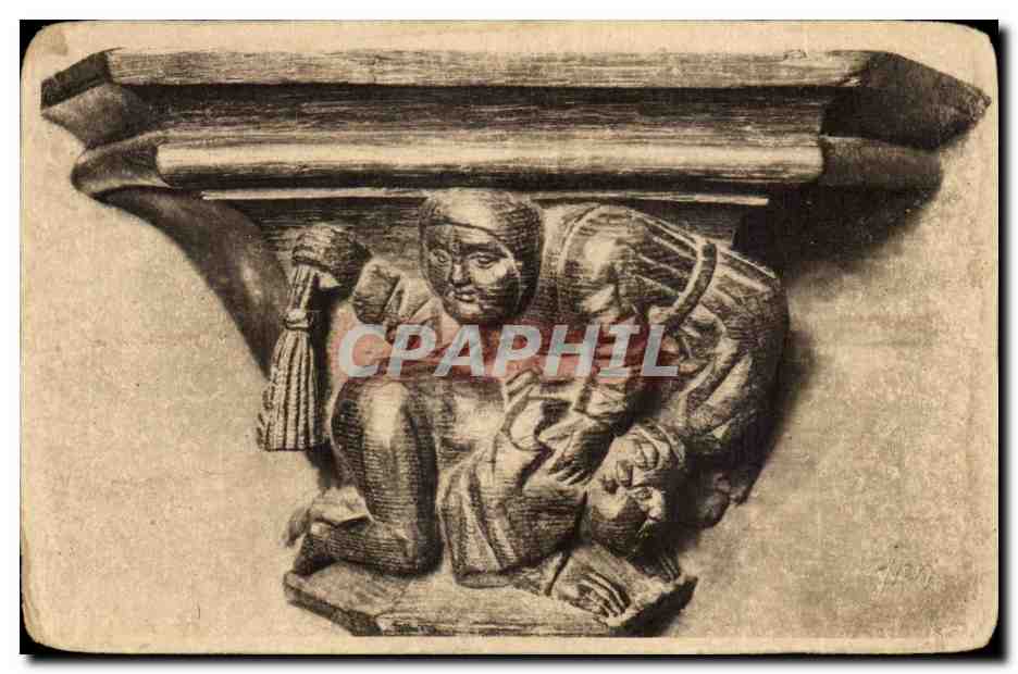 CPA Bourg Eglise de Brou La correction Maritale Detail des stalles