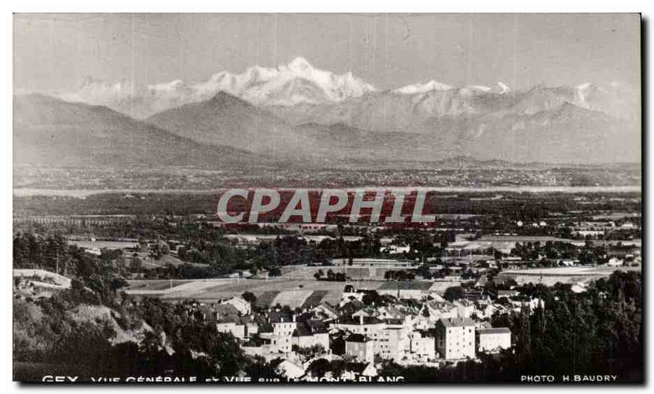 CPSM Gex Vue generale et vue sur le Mont Blanc