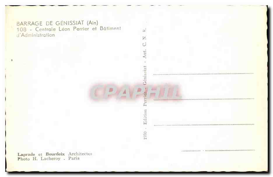 CPSM Barrage de Genissiat Cantrale leon Perrier et Batiment d'administration — Rückseite