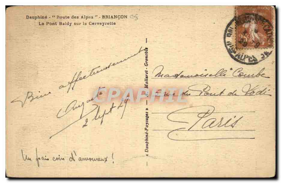 Pont Baldy sur la Cervyrette — Dauphiné - Route des Alpes — éditeur inconnu — Rückseite