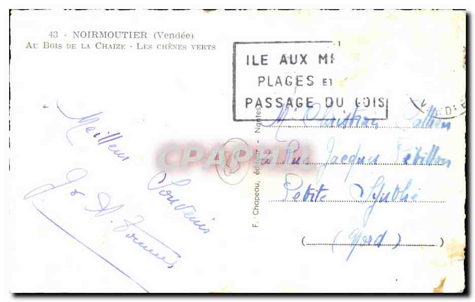 CPSM Noirmoutier Au bois de la Chaize Les chenes verts — Back