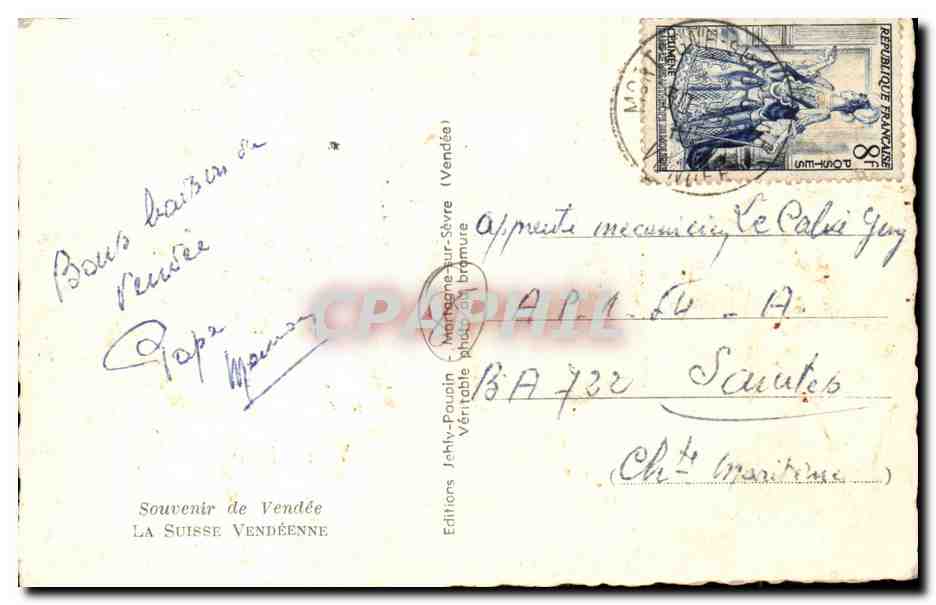 CPA Souvenir de Vendee La suisse vendeenne Mortagne sur Sevre — Back