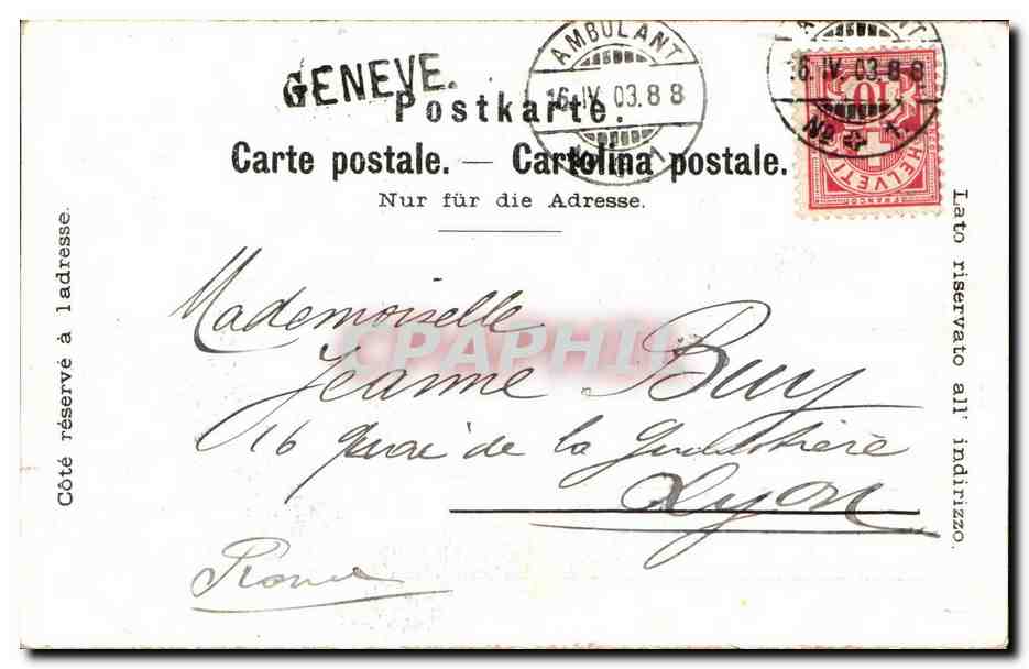 CPA Suisse Geneve Monument national — Verso