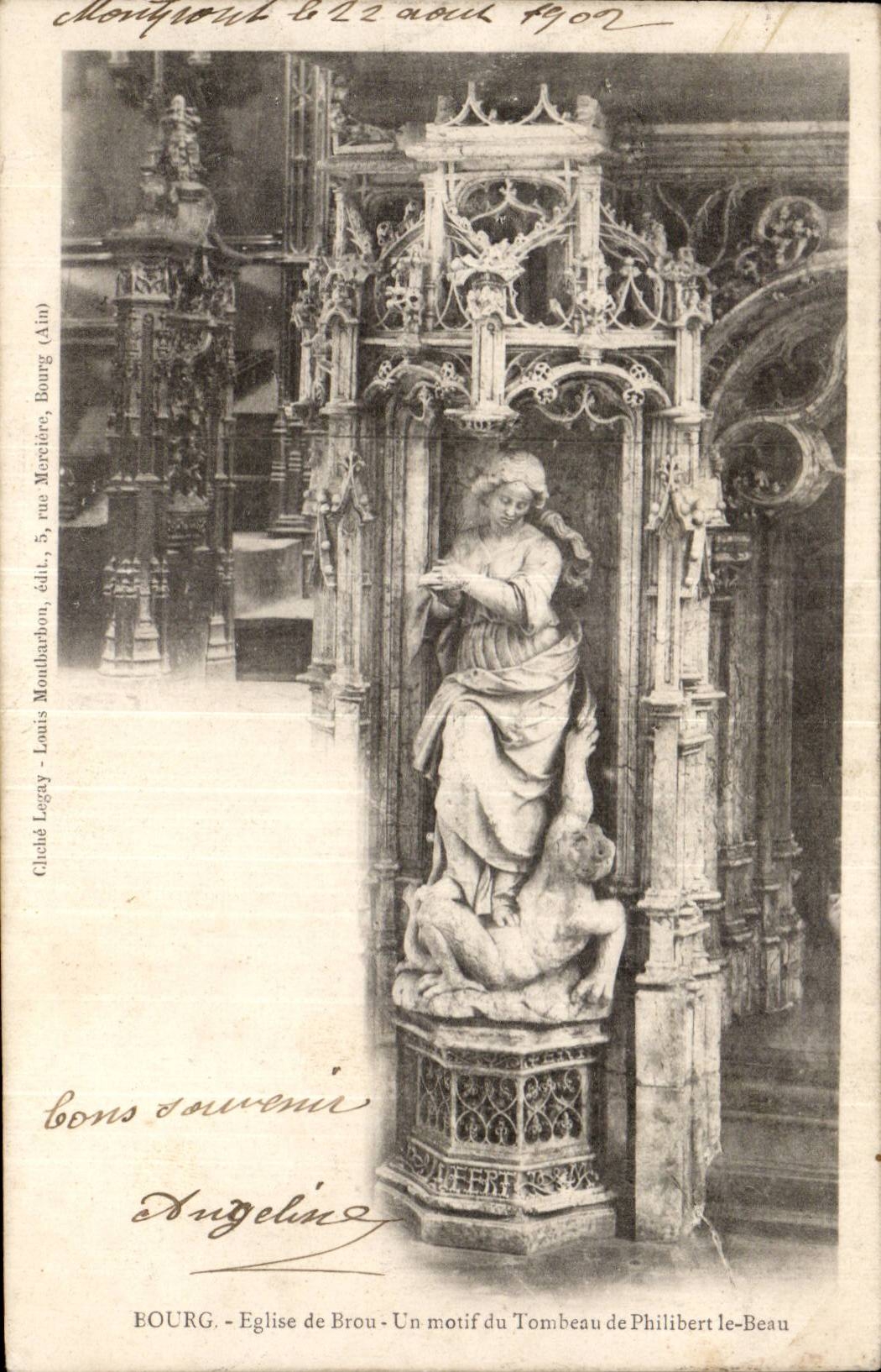 CPA Bourg Eglise de Brou Un motif du tombeau de Philibert le Beau