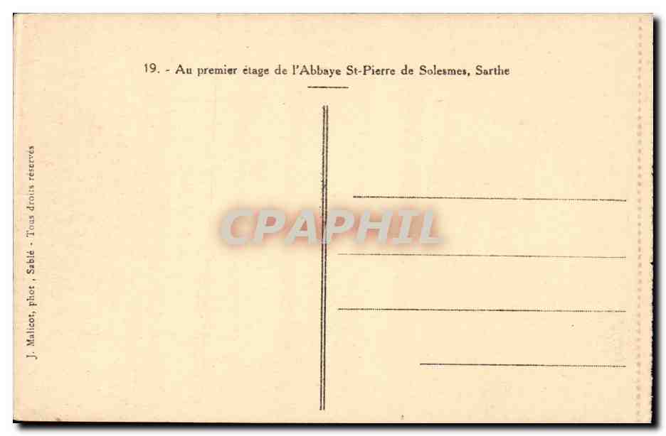 CPA Au premier etage de l'abbaye St pierre de Solesmes — Verso