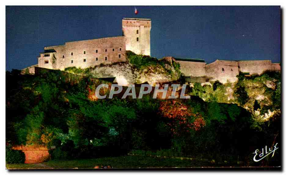 CPSM Lourdes le chateau de nuit