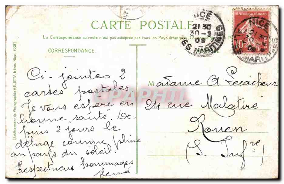 CPA Nice Promenade des anglais et jetee promenade — Rückseite