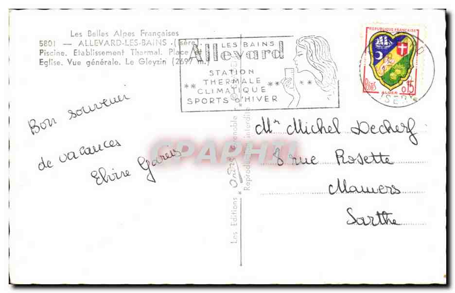 CPA Allevard les Bains Piscine Etablissement thermal  — Verso
