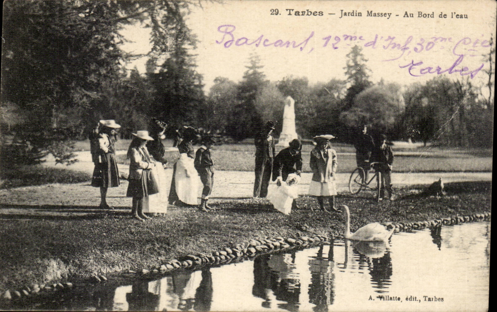 Tarbes — Jardin Massey — Au Bord de l'eau — A. Villatte, édit., Tarbes