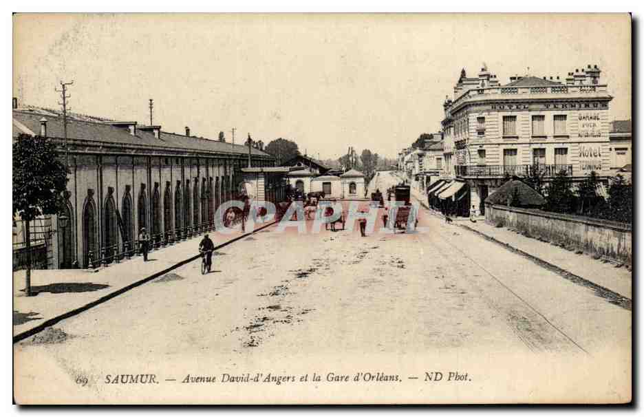 CPA Saumur Avenue David d'Angers et la gare d'Orleans 