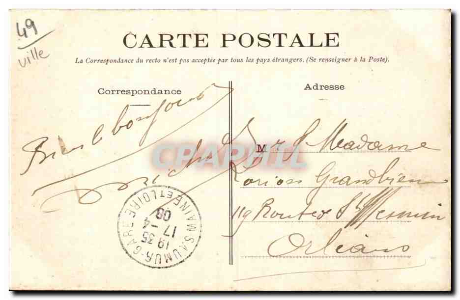 CPA Saumur Avenue de la gare d'Orleans  — Verso