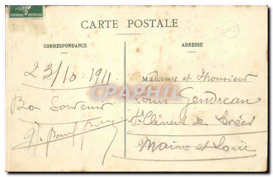 CPA St Maur du Thoureuil par Gennes pres St Remy Cafe de la loire Tesier Guillet — Rückseite