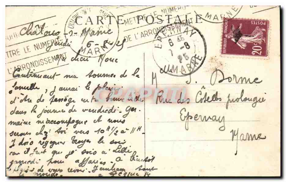 CPA Lyon Place Bellecourt et coteau de Fourviere — Verso