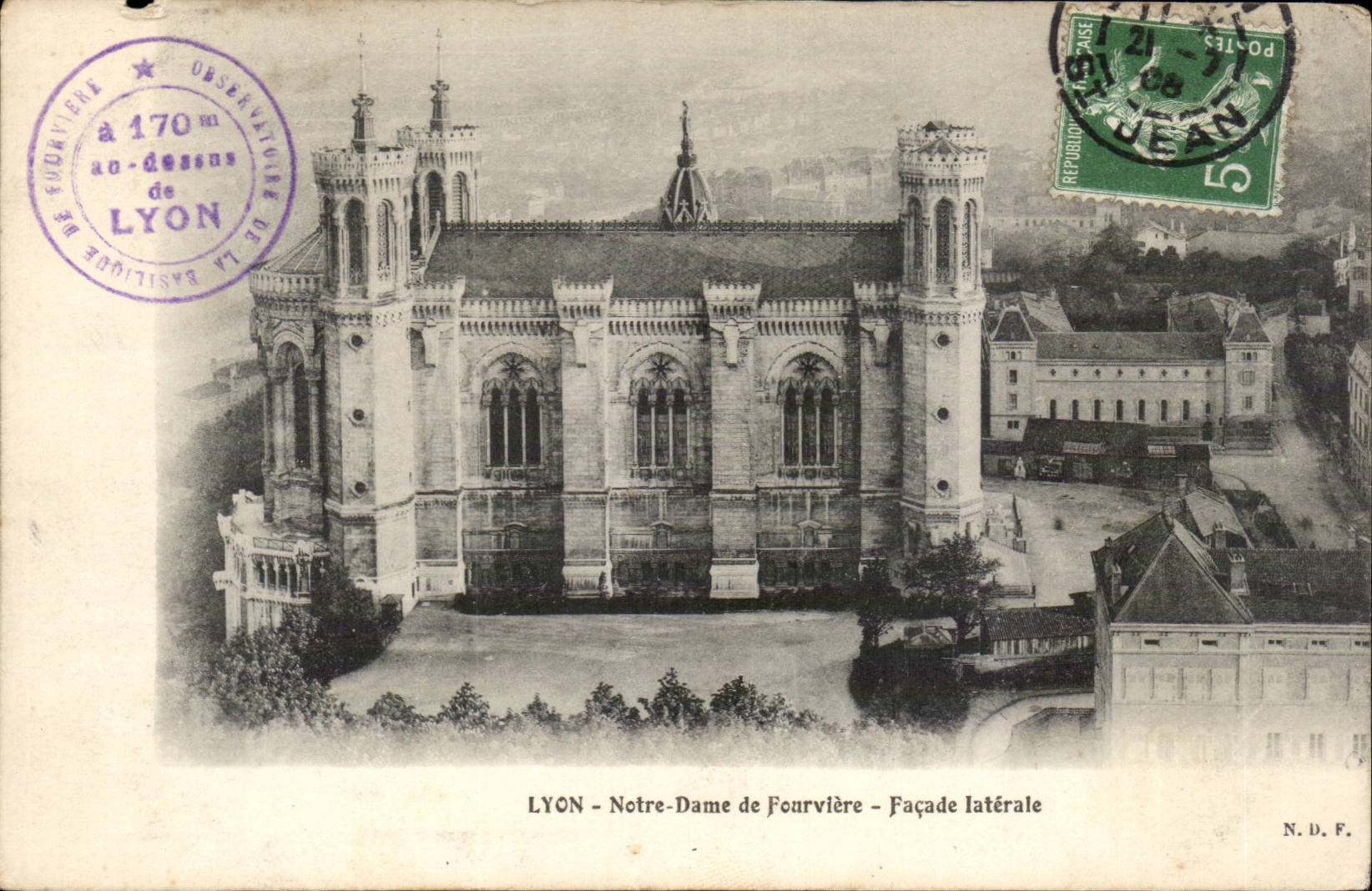 CPA Lyon Notre Dame de Fourviere Facade laterale