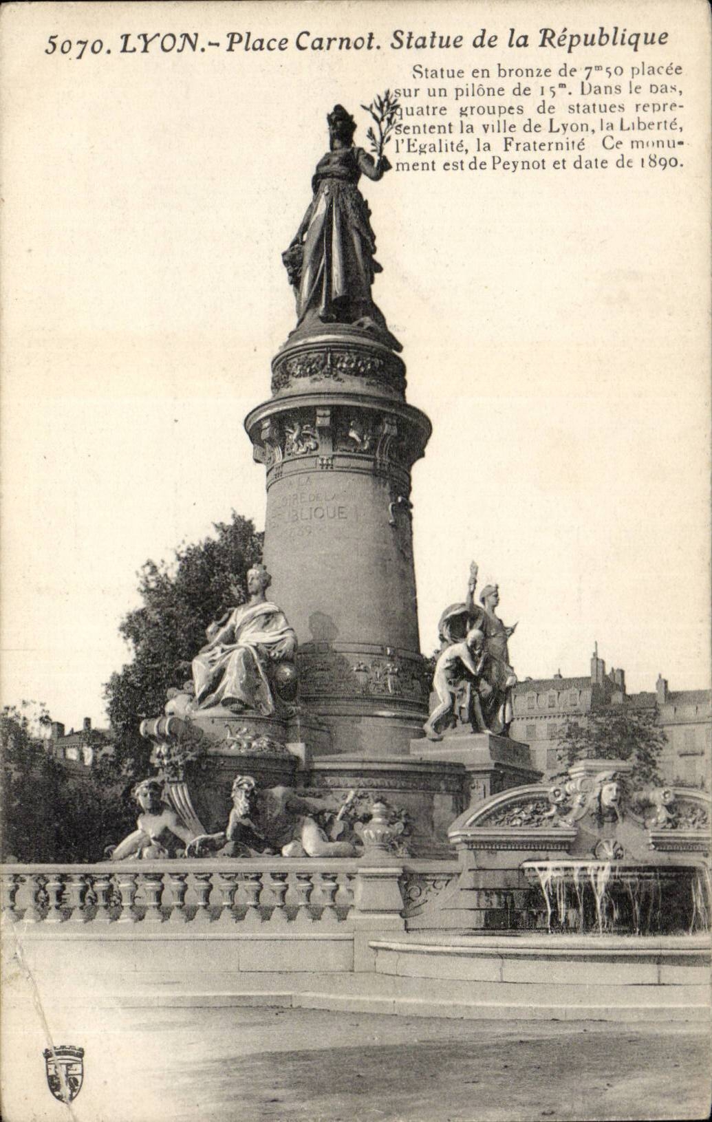 LYON.- Place Carnot. Statue de la République — éditeur : Boulangerie - Atisseme, n° 5070