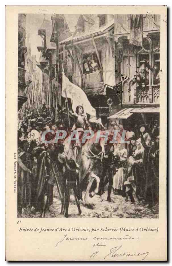 CPA Orleans entree de Jeanne d'arc a Orleans par Scherrer Musee d'Orleans