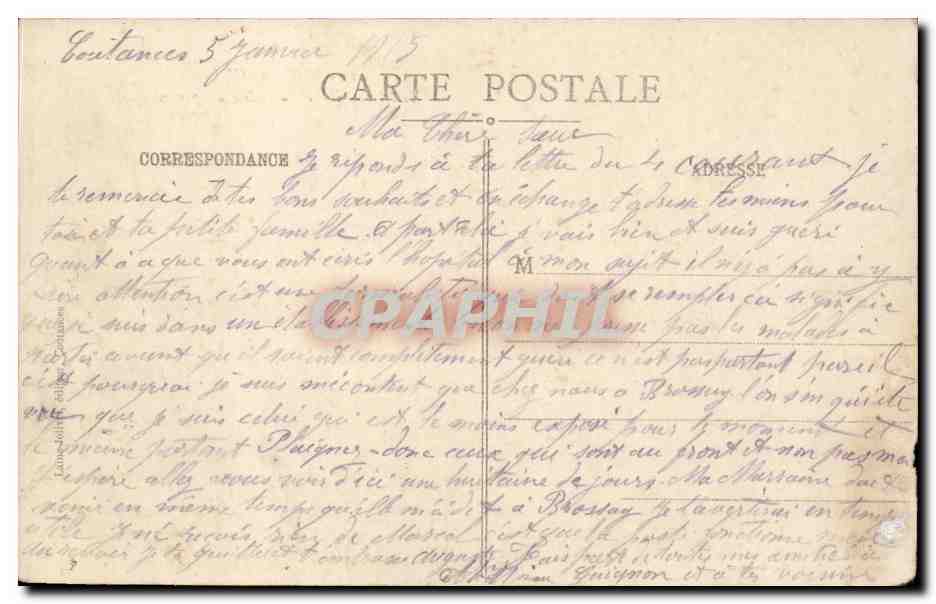 Coutances — L'Hôtel de Ville et la Caisse d'Epargne — Collection du Bazar Coutauvais — Reverso