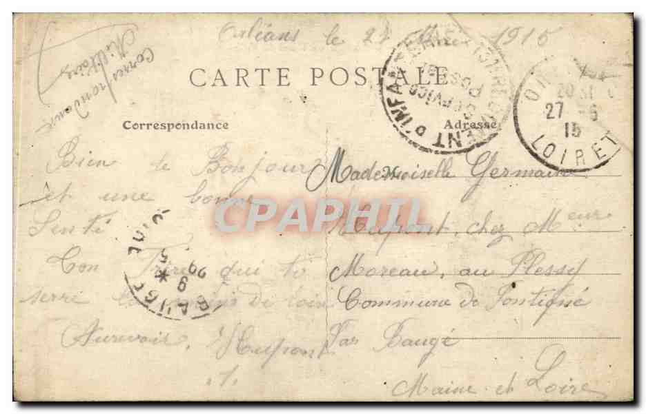 CPA Orleans L'hotel de ville — Verso