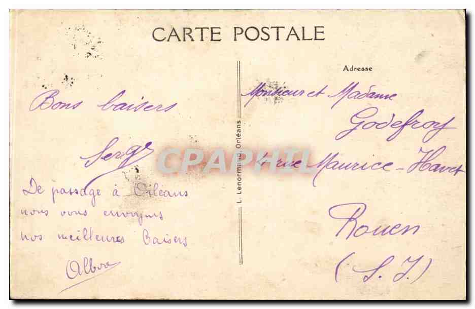 CPA Orleans Place du martroi — Verso