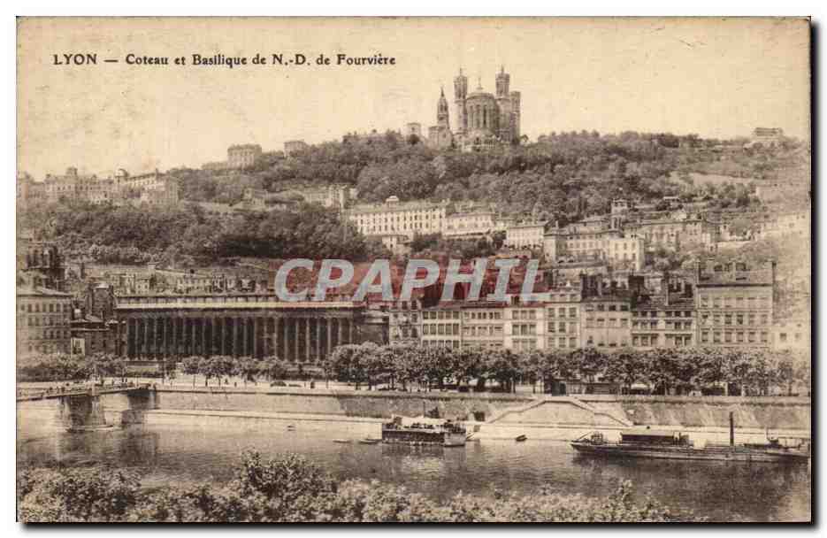 Lyon CPA Coteau et basilique de Nd de Fourviere