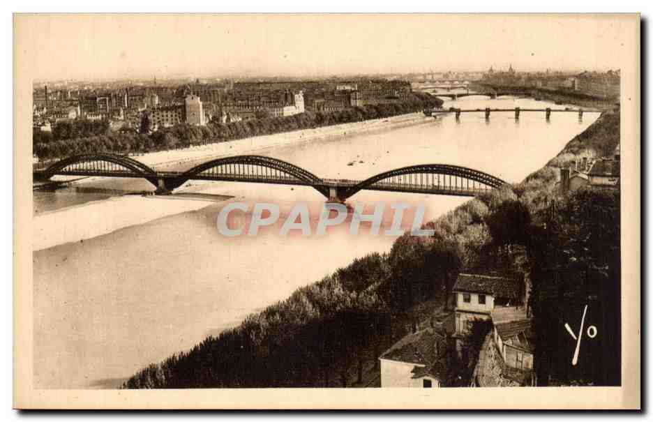 Lyon — Perspective des Ponts sur la Rhône — Ed. J. Cellard, 10, Montée du Chemin-Neuf, Lyon