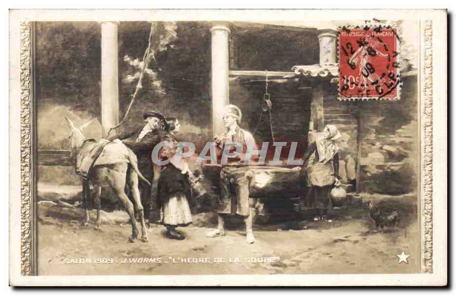 CPA Salon 1909 Worms L'heure de la soupe Ane Donkey Mule