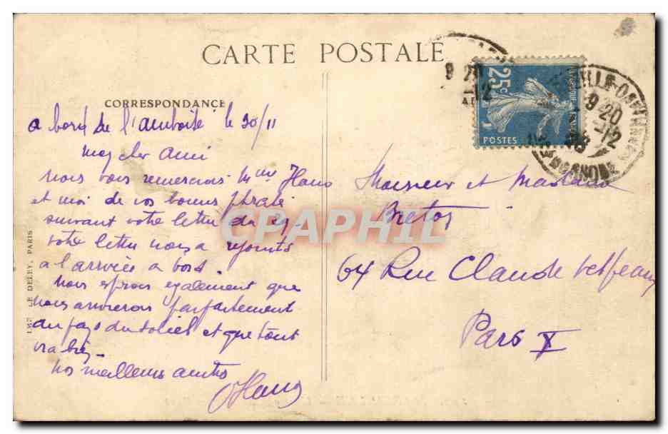CPA Marseille Un coin du vieux port — Rückseite