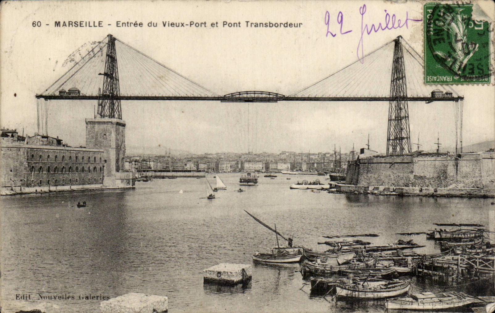 CPA Marseille Entree du vieux port et pont transbordeur