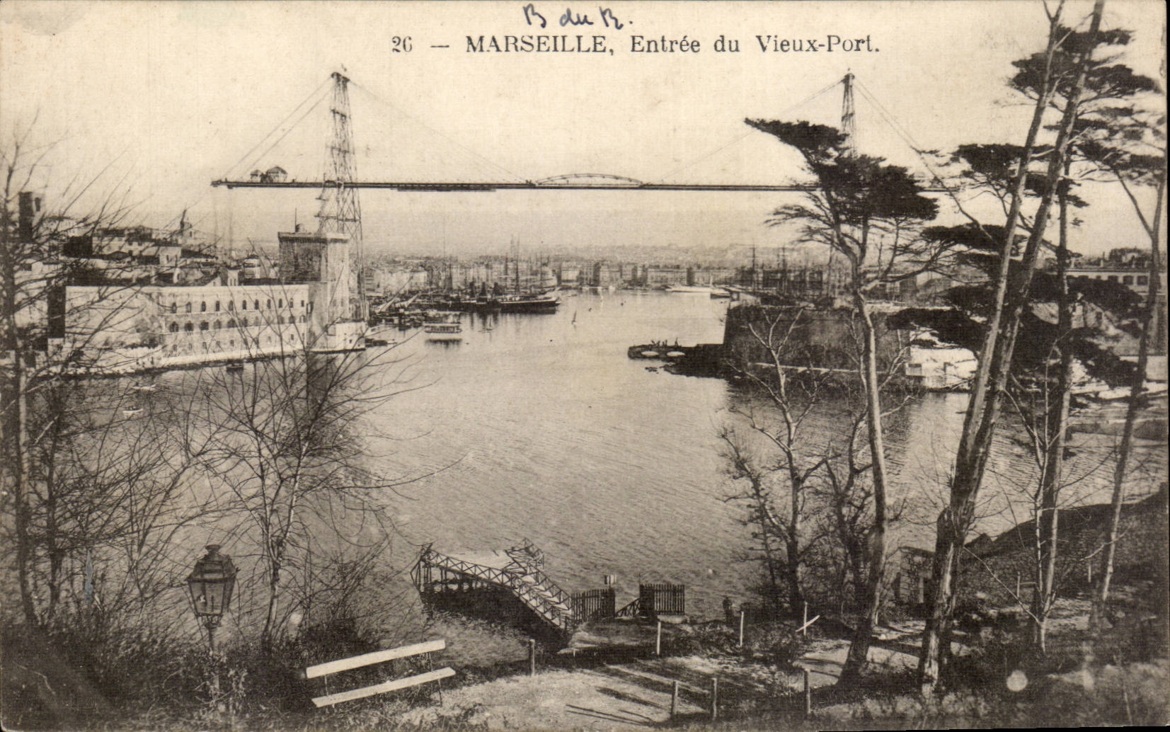 CPA Marseille Entree du vieux port et pont transbordeur