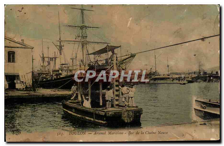 CPA Toulon Arsenal militaire Bac de la chaine neuve