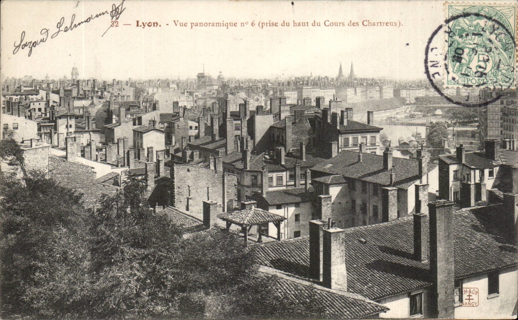 Lyon CPA Vue panoramique prise du haut du cours des Chartreux