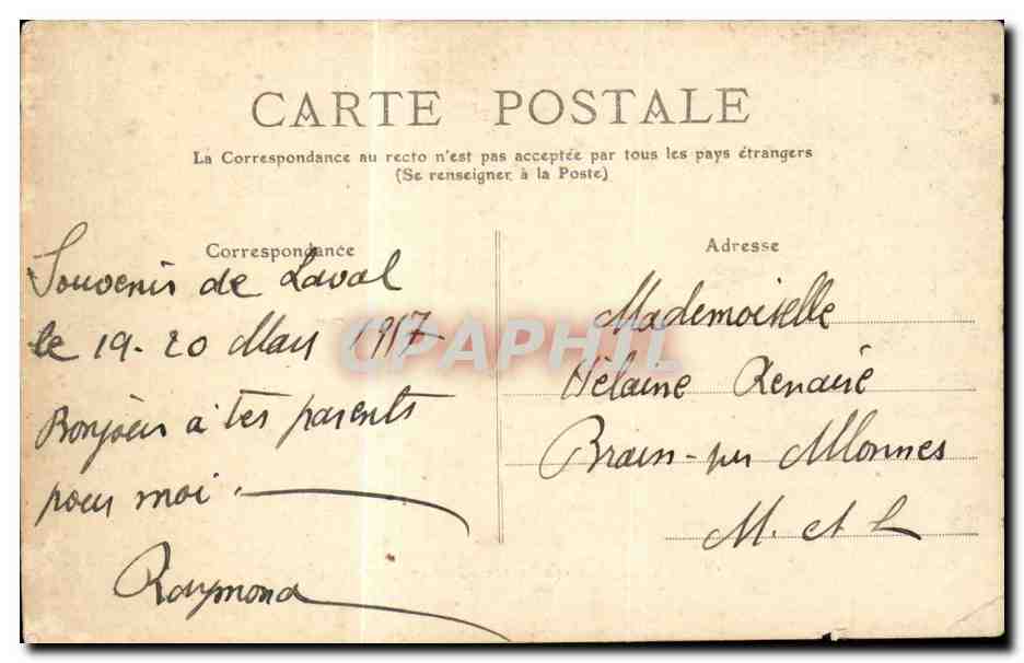 CPA Laval Caserne Corbineau 124eme d'infanterie Militaria — Rückseite