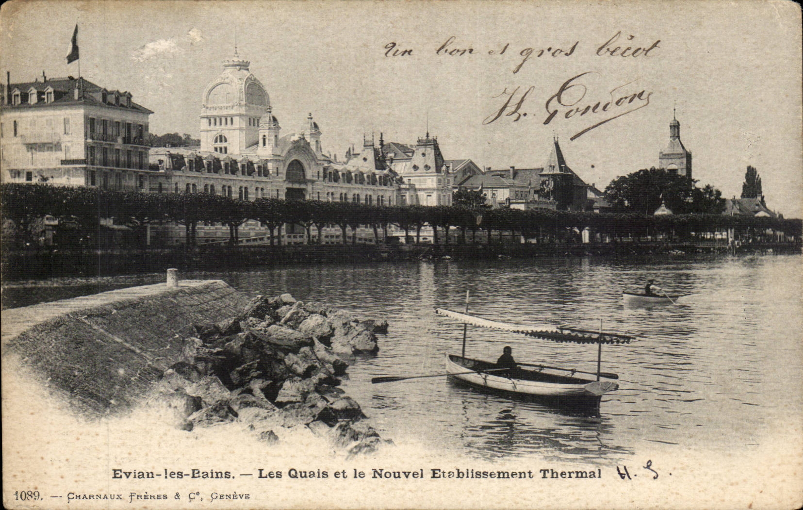 CPA Evian les Bains Les quais et le nouvel etablissement Thermal