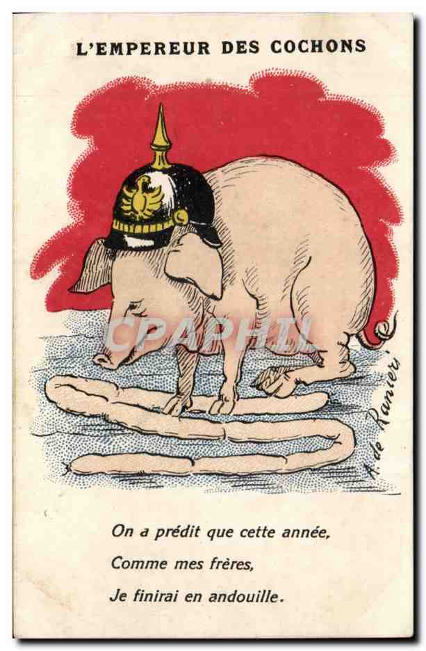 CPA L'empereur des cochons Pig Militaria