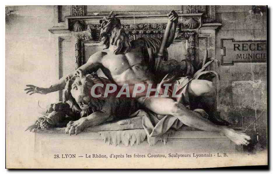 Lyon CPA Le Rhone d'apres les freres Coustou Lion Neptune