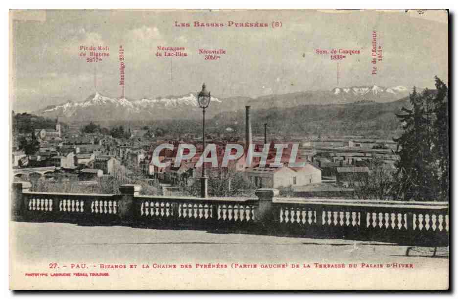 CPA Pau Bizanos et la chaine des Pyrenees de la terrasse du palais d'hiver