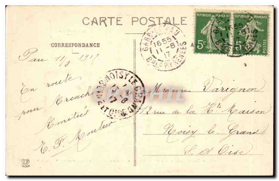 CPA Pau Bizanos et la chaine des Pyrenees de la terrasse du palais d'hiver — Rückseite