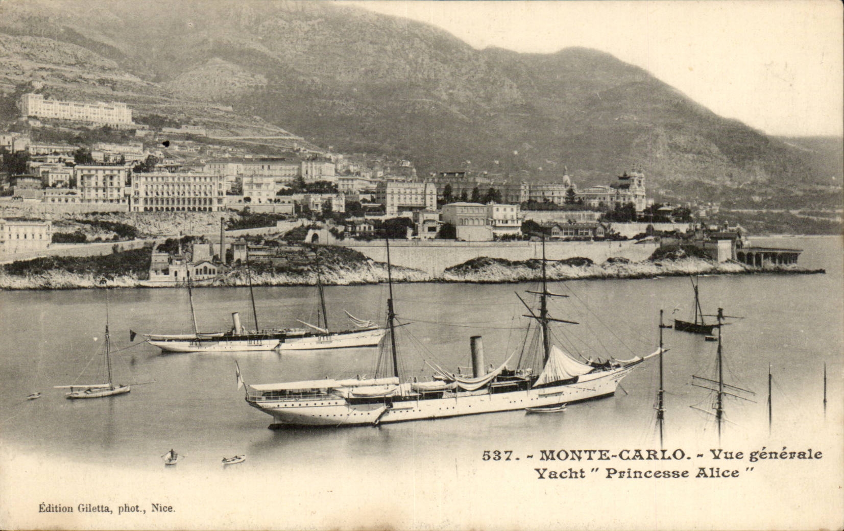Monte-Carlo — Vue générale du Yacht "Princesse Alice" — Édition Giletta, phot. Nice, n° 537