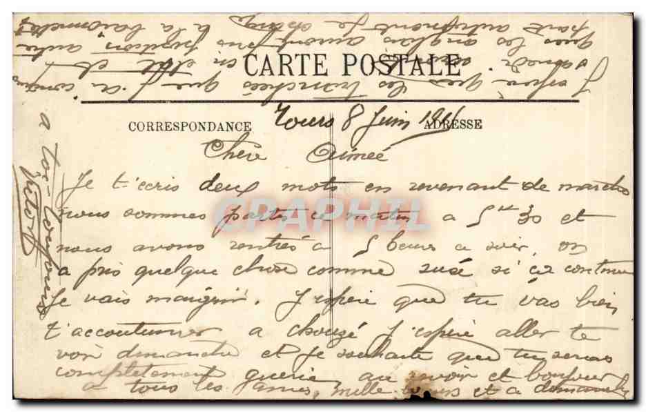 CPA Tours La caserne Baraguey d'Hilliers (66eme de ligne) l'entree Militaria — Rückseite