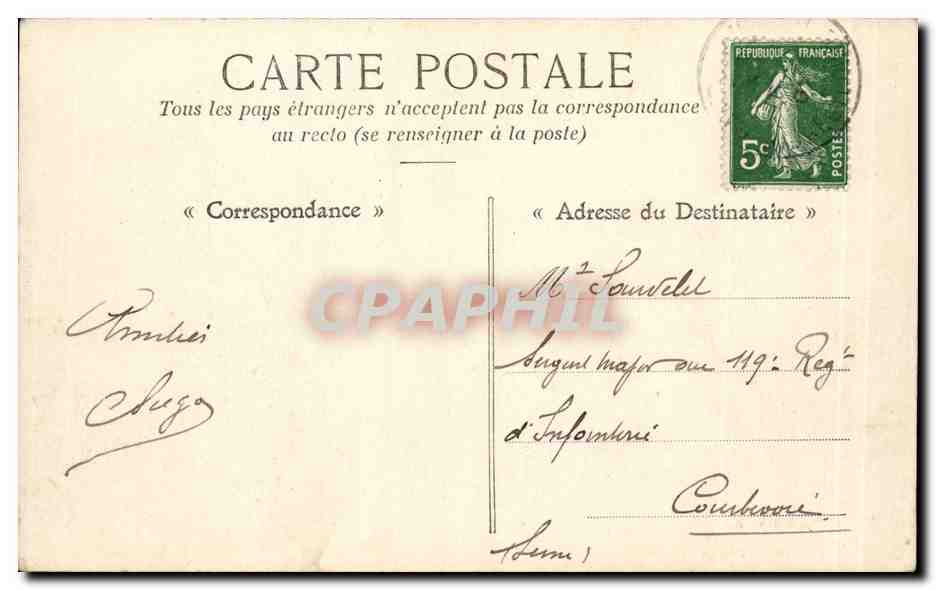 CPA Militaria Camp du Ruchard Postes et Telegraphes — Rückseite