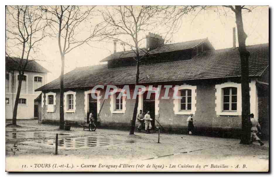 Tours (Loire-et-Loire) - Caserne Ea'agway-d'Illyiers (66e de ligne) - Les Cuisines du 1er Bataillon