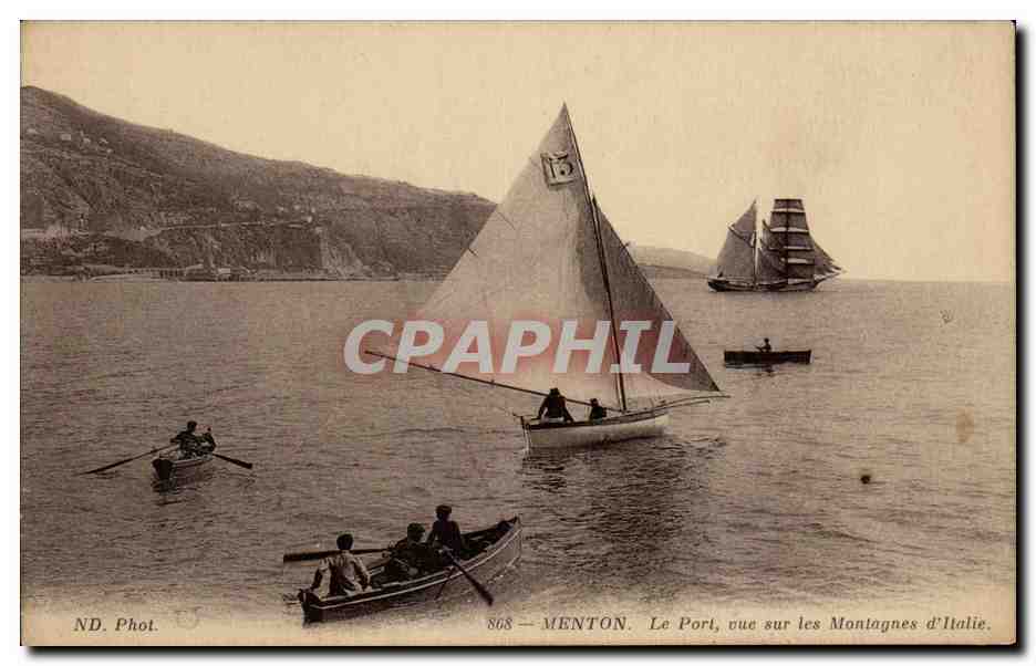 Menton — Le Port, vue sur les Montagnes d'Italie — ND. Phot. n° 868