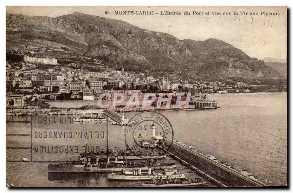 CPA Monaco Monte Carlo L'entree du port et vue sur le Tir aux pigeons