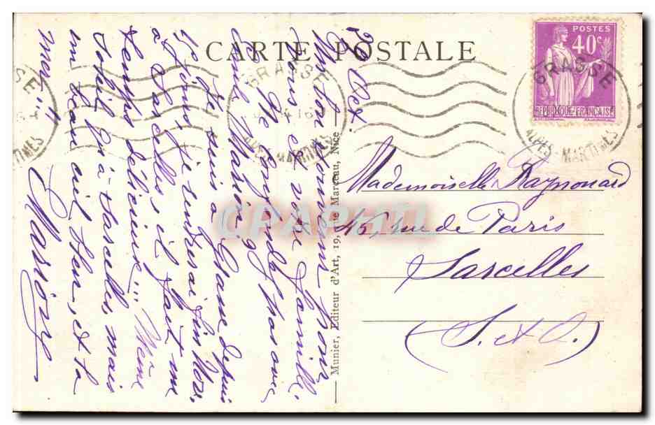CPA Grasse Vue generale prise de la voie sud — Rückseite
