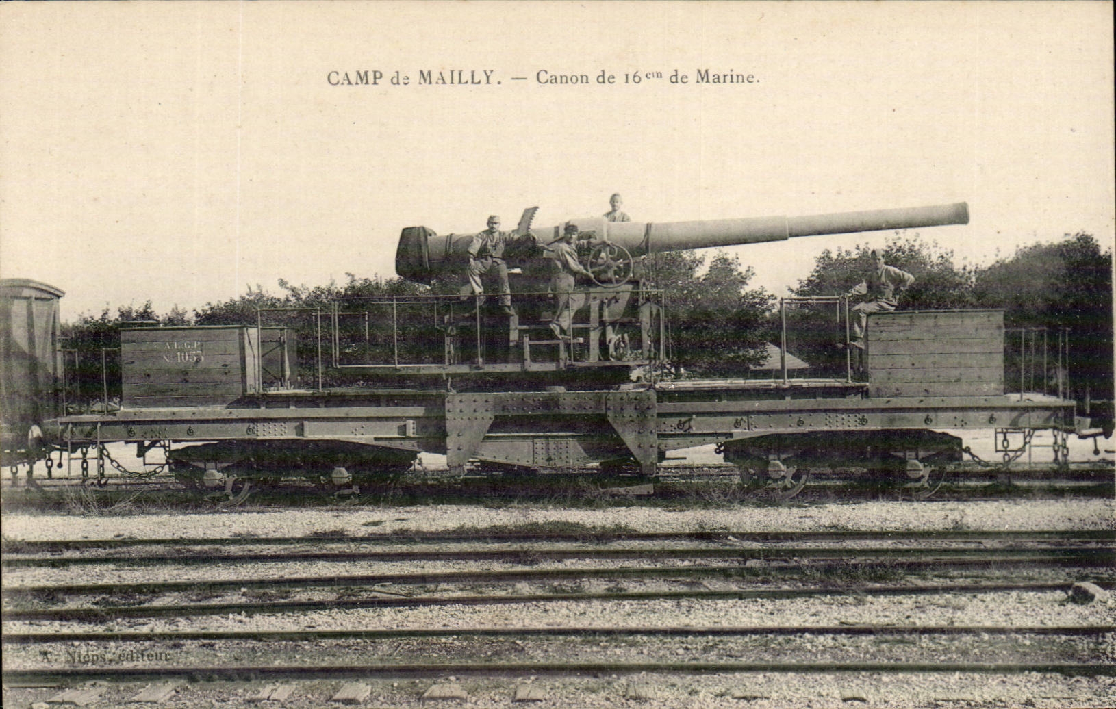 CPA Camp de Mailly Canon de 16eme de marine Militaria 