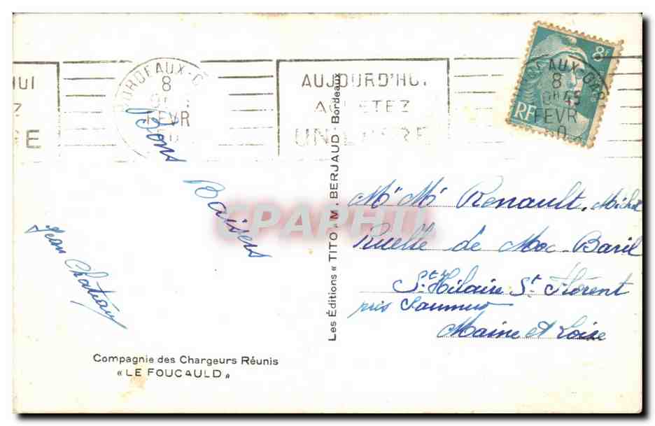 Navire de commerce — vue portuaire — Éditions Tito — Verso
